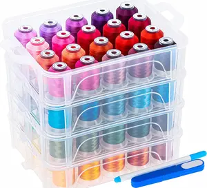Multiple Colors 500m Each Embroidery Machine Thread with Clear Plastic Organizer Storage Box  Sewing Kit Seamless Stitching, mothersdaygift