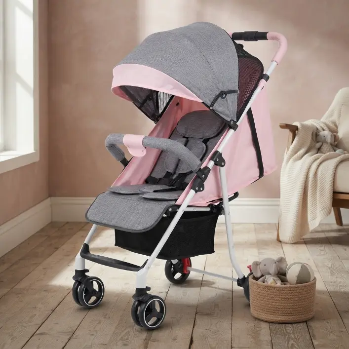 Baby Travel Stroller - Compact Airplane-Friendly Carry-On Size, 1-Hand Foldable, UPF50+ Sunshade, Under-Seat Storage Basket for Toddler Items