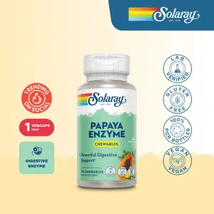 Solaray Papaya Enzyme Chewables – Digestive Enzyme Supplement for Digestion, Bloating & Stomach Comfort