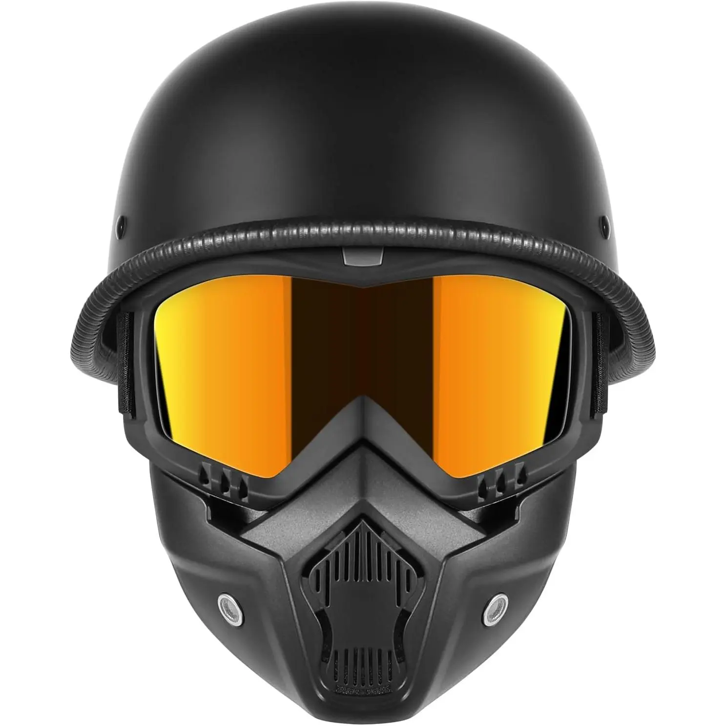 Motorcycle Half Helmets with Face Shield, German Style Motorcycle Helmet for Adult Men Women, DOT Approved Retro Half Shell Helmet for Moped Halffacehelmets Motorbike