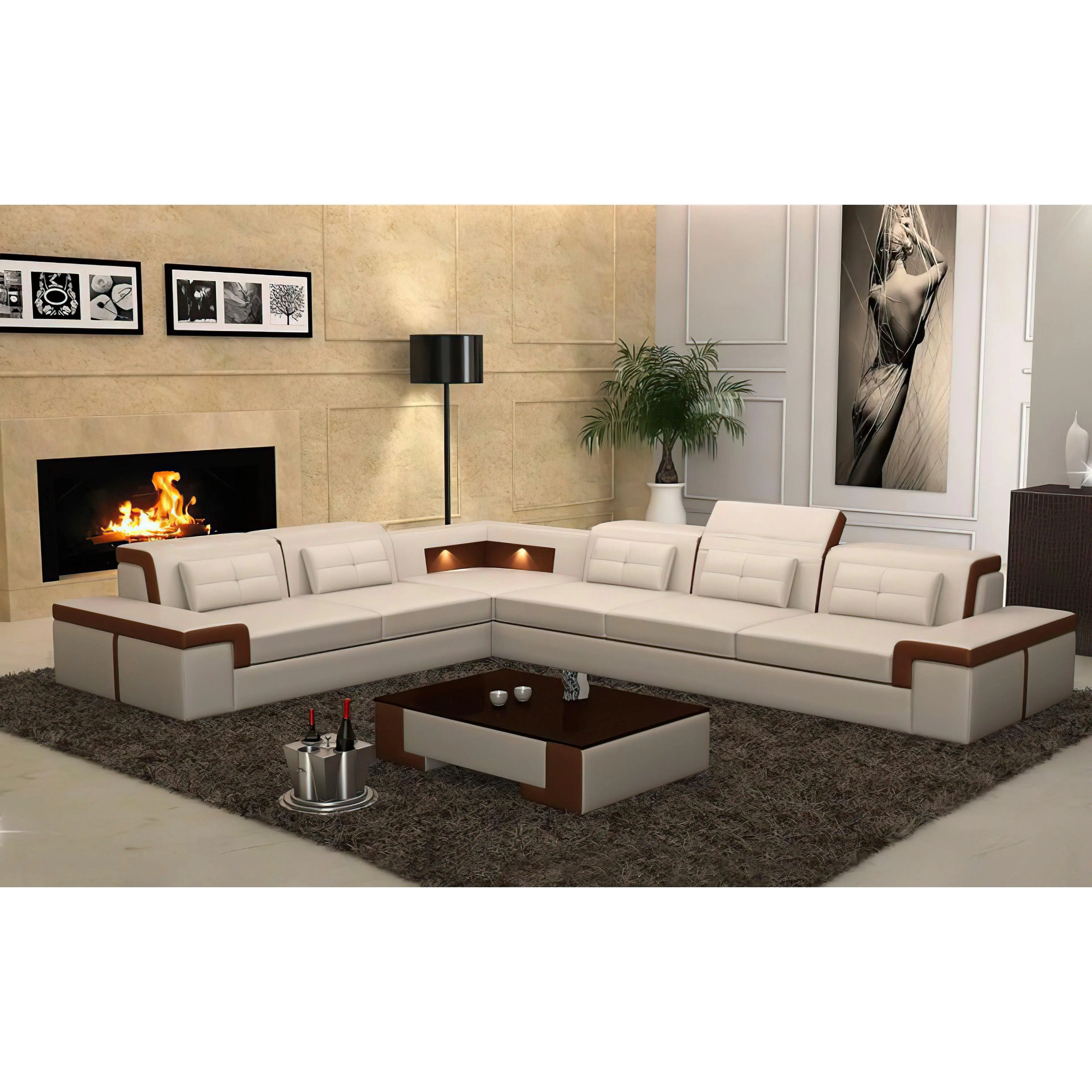 Yaphet Modern Leather Sectional Yaphet Modern Leather Sectional