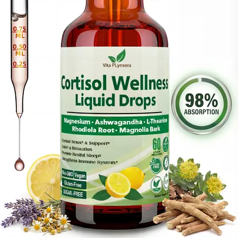 Cortisol Supplement Liquid Drops,17-in-1 Cortisol Detox,Hormone Balanced for Women, Mood Focus, Sleep Support 2 FL/Oz