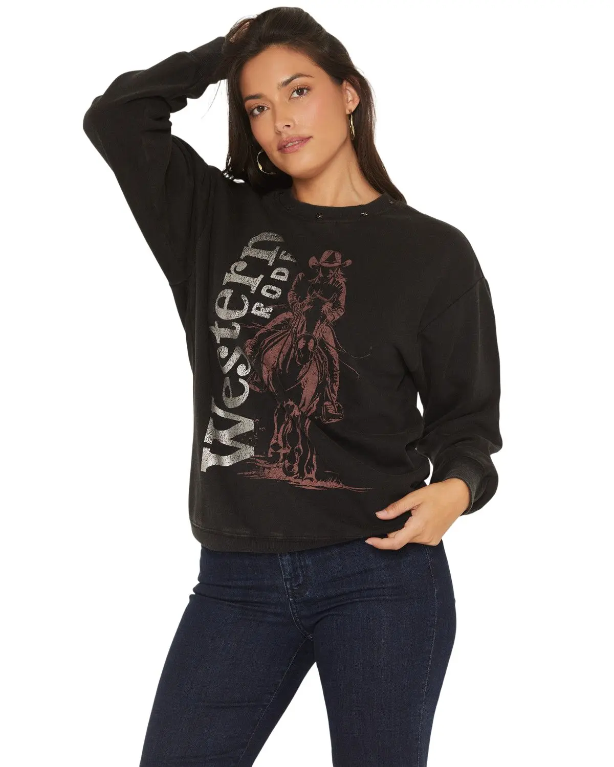 Youth In Revolt Women's Women'S Western Rodeo Crew Neck Sweatshirt - Ya470a-F258-S7199