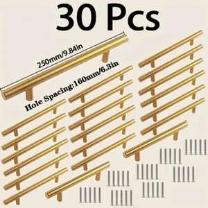 30-Piece Long Cabinet Door Handles, Kitchen Hardware Door Pulls, Metal Material, Screw Length 0.98 Inch, High Integration, Screw Included