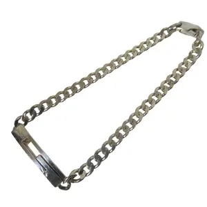 Pre-owned GUCCI Sterling Silver 925 (Ag925) Small Leather Goods Branded G Silver Bracelet