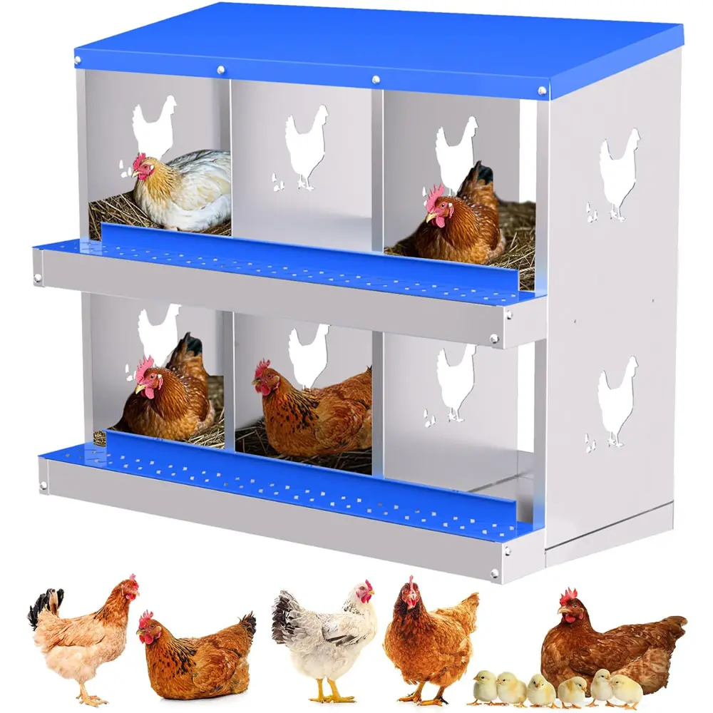 Metal Chicken Nesting Box, Heavy Duty Galvanized Steel Laying Boxes with Easy Egg Collection, Wall Mountable Nest Box for Hens, Ducks, Backyard Farm