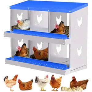 Metal Chicken Nesting Box, Heavy Duty Galvanized Steel Laying Boxes with Easy Egg Collection, Wall Mountable Nest Box for Hens, Ducks, Backyard Farm