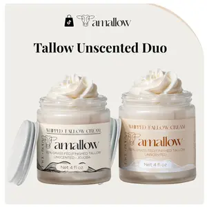 Amallow Tallow Cream Unscented Duo - Whipped Tallow Cream Bundle (Unscented + Unscented Jojoba Oil)
