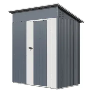 5x3 FT Compact Backyard Storage Shed, Heavy-Duty Metal Tool Shed with Lockable Door & Vent, Weatherproof Outdoor Organizer for Patio (No Floor)