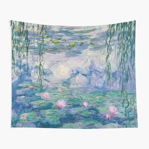 Water Lilies Claude Monet Fine Art Tapestry Wall Hanging Bohemian Tapestry, Aesthetic Decor Boho Home Decoration for Bedroom, Living Room, Dorm