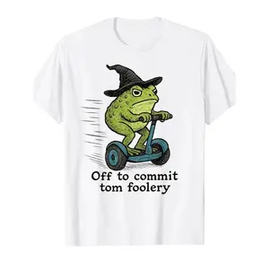 Funny "Off to Commit Tom Foolery" Meme Frog Graphic T-Shirt