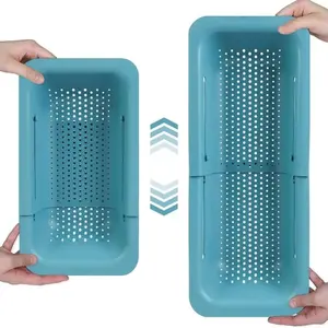 Over The Sink Colander Strainer Basket, 1 Count Extendable Dish Drying Rack, Kitchen Storage and Organization Tool for Home Dining Room Picnic, Utensils, Food Colander Kitchenware, Kitchen Accessories