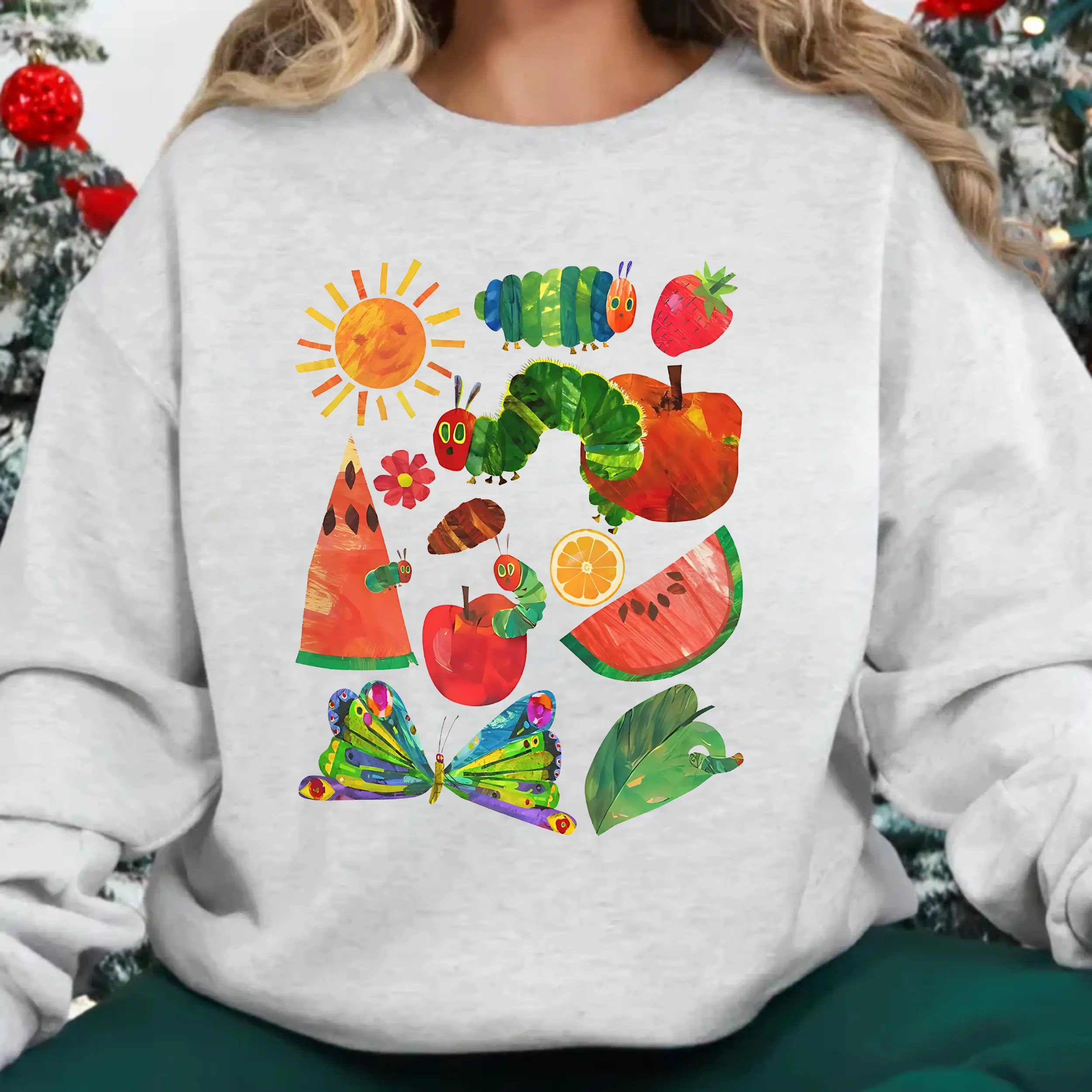 Gildan Hungry Caterpillar Back To School Sweatshirt, Vintage Teacher Sweatshirt, Children's Book Lover Sweater, Cute Teacher Life Fall Outfit Gift