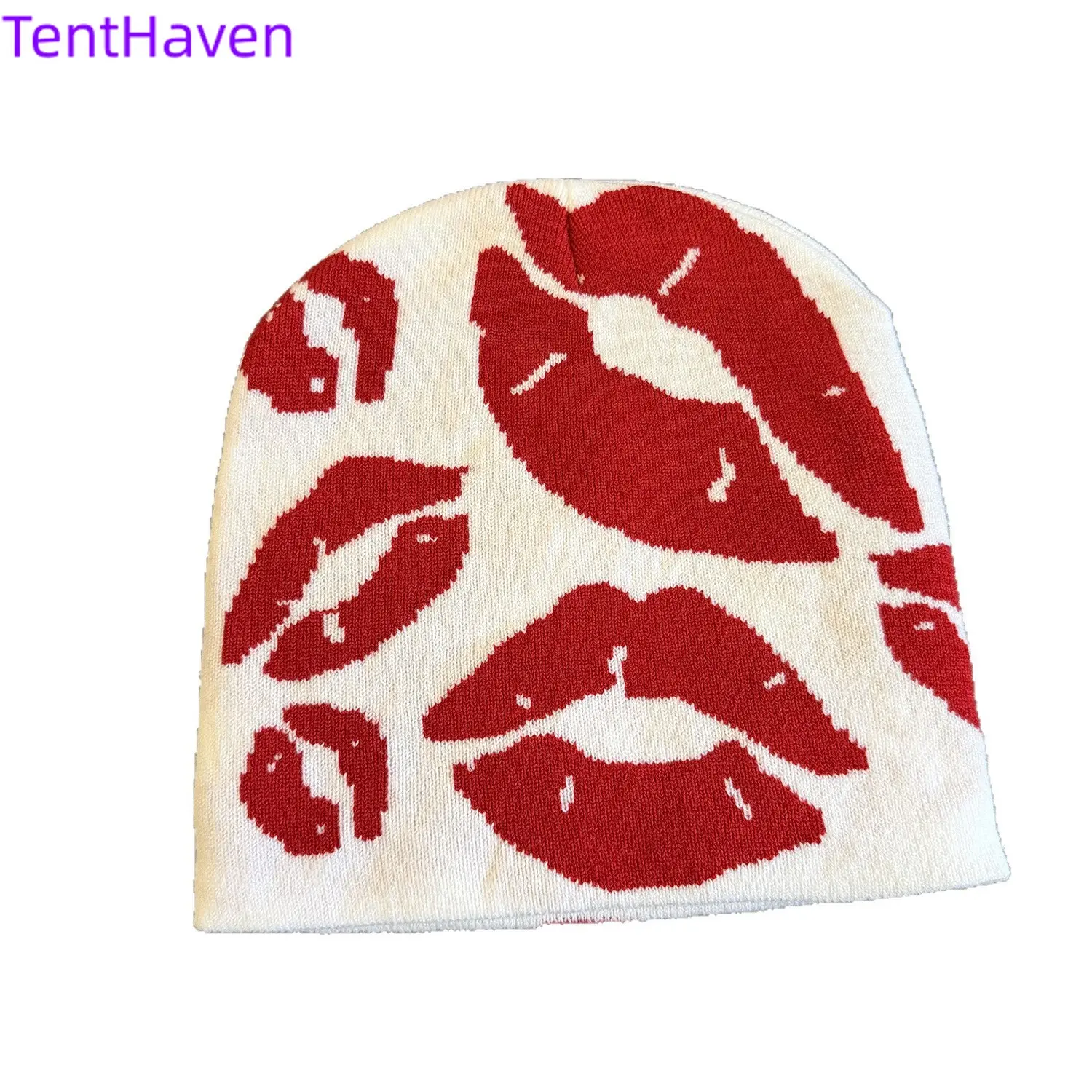 2026 Autumn/Winter Bean Hat Knitted Hat Hoodie Ins Personalized Lips European and American Adult Hairline Hat