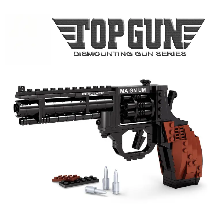 Viral TikTok Revolver Toy Building Blocks Kit, DIY Plastic Assembly Pistol Model Construction Toy, Cool Novelty Collectible Build, Non-Firing Educational Toy, Best White Elephant Gift for All Ages
