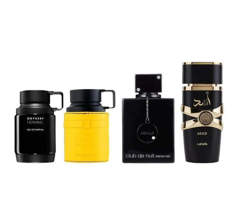 Oudlash Bundle | Lattafa Asad + Armaf Club De Nuit Intense Man + Armaf Odyssey Homme + Armaf Odyssey Mega | Men's Fragrance | 100 ML | Eau De Parfum | Bergamot - Apple & Nutmeg