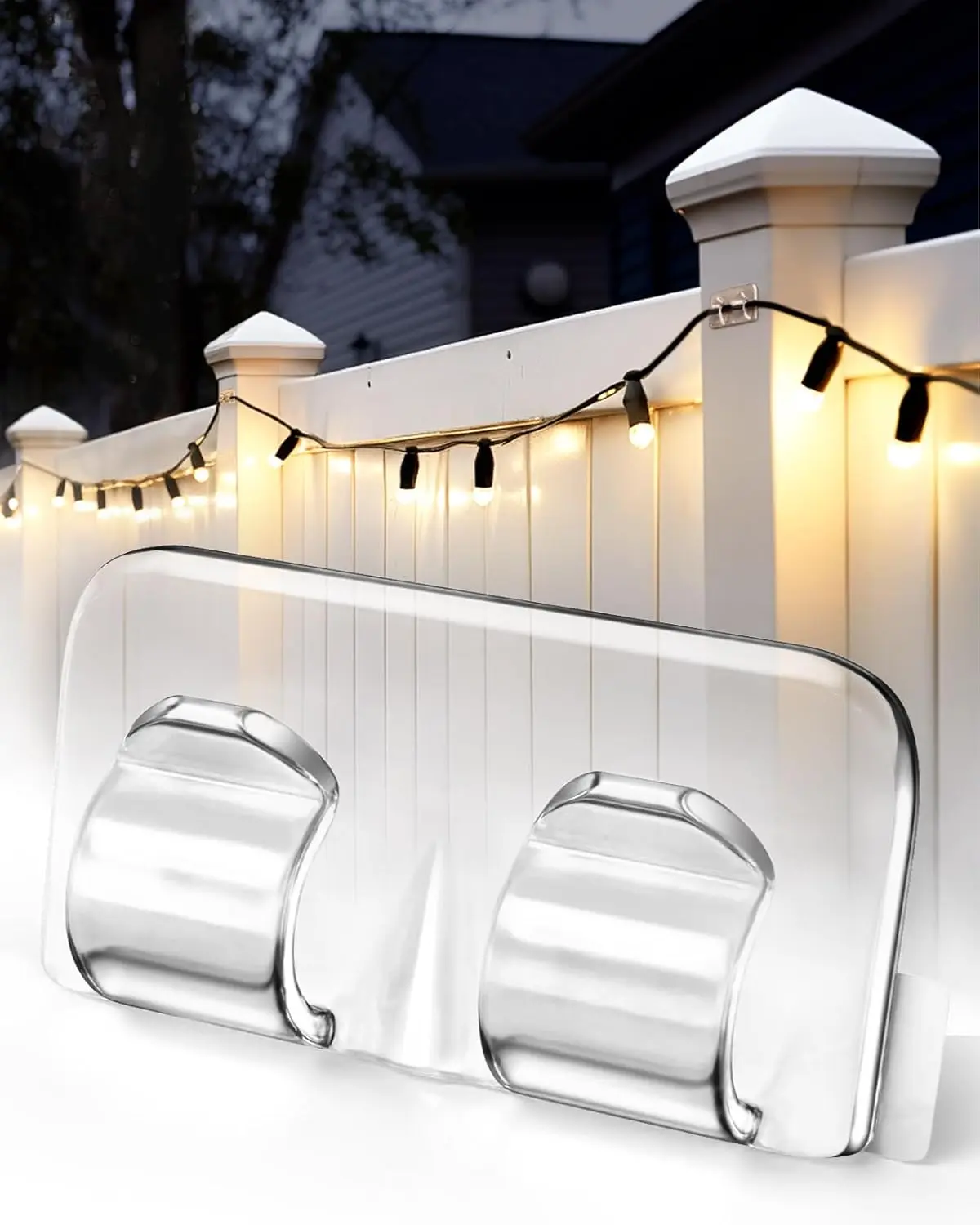 Hooks for Outdoor String Lights Clips: 26Pcs Heavy Duty Light Hook with Waterproof Adhesive Strips - Outside Clear Cord Holders for Hanging Lighting - Outdoors Sticky Clip