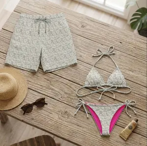 [Hot Summer 2026] - Couple Matching Swimwear Summer 2026 – Women Bikini Set & Men Hawaiian Shorts, Trendy Beach Outfit