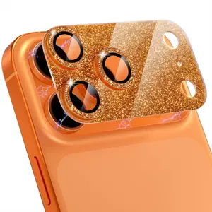 High-Quality Luxury Aesthetic Glitter Lens Ring for iPhone 17 Pro/max, Full Coverage Tempered Glass Camera Protection for iPhone 17 Promax Protector