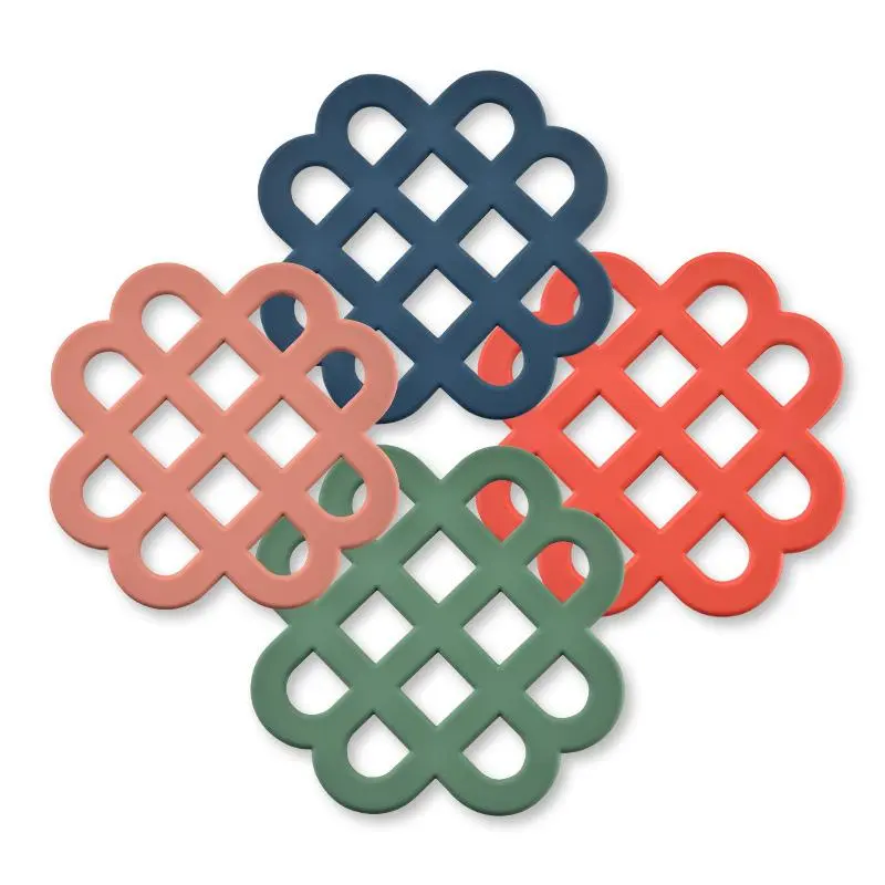 6.9 Inch Round Silicone Heat Resistant Placemat Set for Pots, Pans & Hot Dishes, Unique Design Perfect for Family Dinners & Events, Silicone Placemats