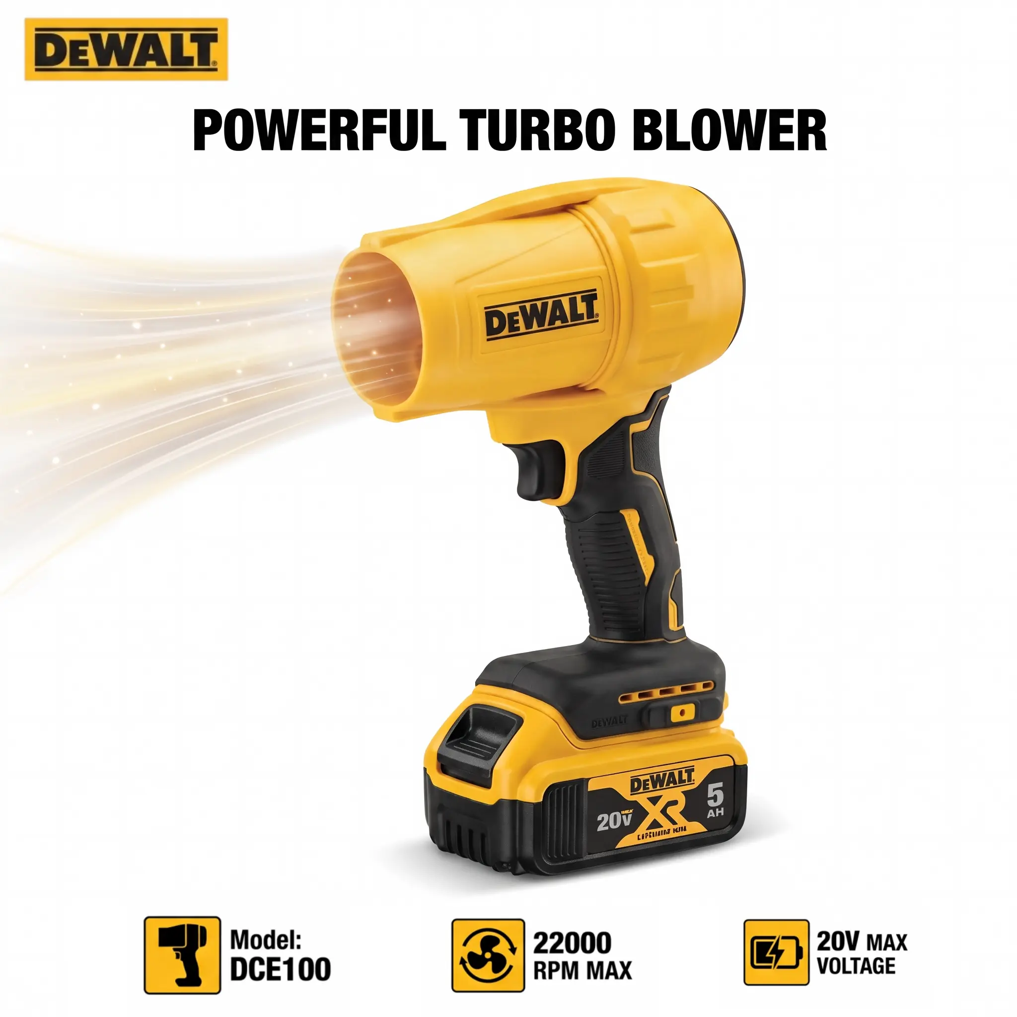 DEWALT 20V Cordless Handheld Air Blower With 22000RPM,15m/s Wind Speed,Compact Wireless Cleaning Power Tool For Workshop Dust Removal,Construction Debris Clearing,Automobile Maintenance,Daily Surface Blowing Cleaning Works nm control mode high torque task