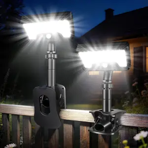 Clip On Solar Lights Outdoor with Motion Sensor, 360°Rotatable & 45°Up-Down Adjustable, Solar Fence Light with 92 LEDs, 600LM, IP65 Waterproof, Outdoor Clip Light for Yard, Gutter, 2-Pack fathersdaygift