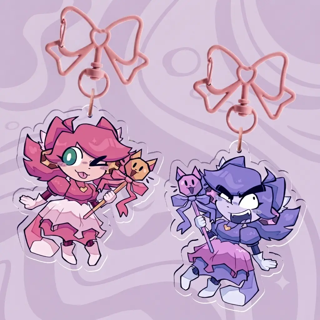 Mad Mew Mew / Pink Double Sided Acrylic Keychains