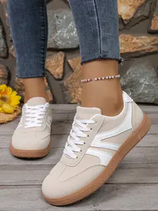 Women's Flat Shoes with Laces, Comfortable Fashion Footwear, Daily Wear, Durable Design, Casual Women's Shoes, Walking Shoes, Stylish Low-Top Sneakers