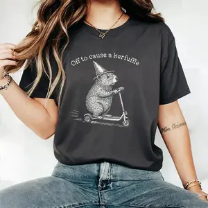 Off To Cause A Kerfuffle Comfyclothers Shirt Funny Groundhog Scooter Tshirt Silly Animal Mental Health Tee Adult Humor Sarcastic T-Shirt