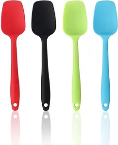 Pack Of 4 Silicone Spatula, Cake Cream Spatula, Cooking and Baking Spoon and Spatula Set, Heat Resistant Cooking Utensil Set, Flexible Silicone Spoon, Suitable for Cake Dessert Making