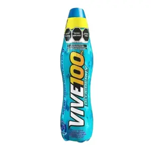 Vive 100 Blue Raspberry Flavored Carbonated Drink with Added Caffeine 600ml Energy Boost Beverage