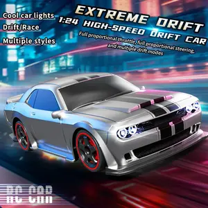 1:24 4WD RC Drift Car Set, 2.4G Full Proportional Control with 2 Tire Sets Drift & Race Mode, High Speed Racing Vehicle Cool Car Lights LED Light System, Easy Drift RC Car Toy for Kids Adults Holiday Birthday Gift