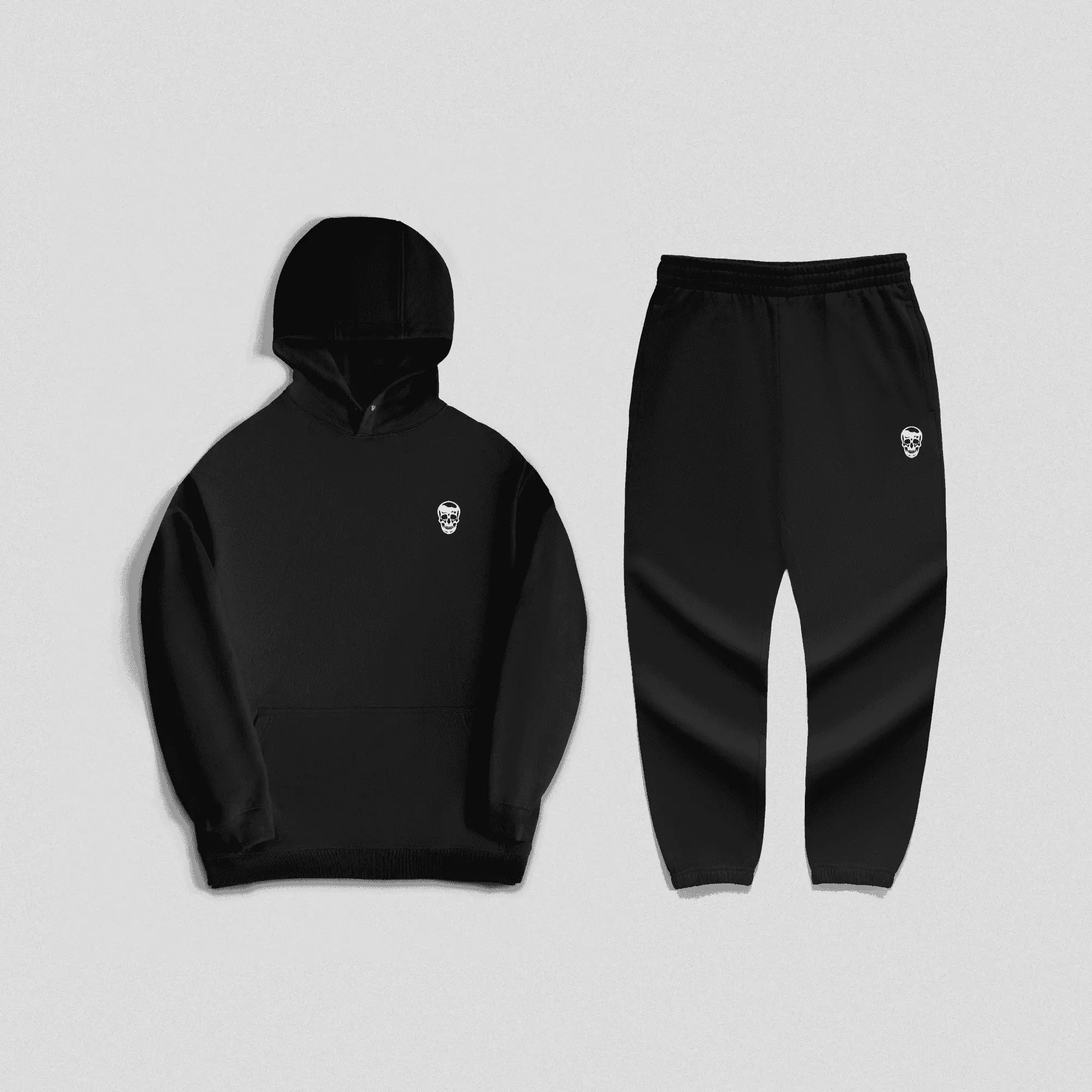 Gymreapers Heavyweight Core Warm-Up Clothing Set - Mensfashion 100% Cotton Loopback Terry Fabric, Anti-Bacterial, Textured Brushed Interior Hoodie & Joggers, Zippered Pockets, Metal Details, Breathable Workout Apparel