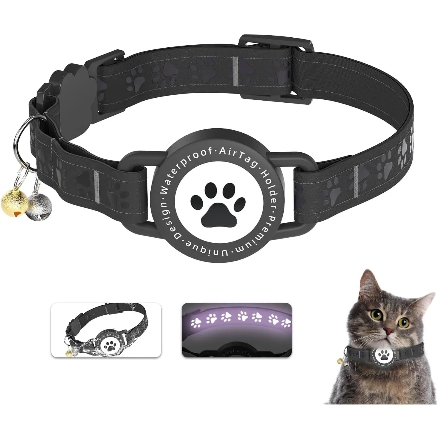 Smart AirTag Cat Collar  Reflective Safety Breakaway Design | Ideal Father's Day Gift for Cat Dads - Comfortable Padded & Fully Adjustable for All Kittens & Adult Cats