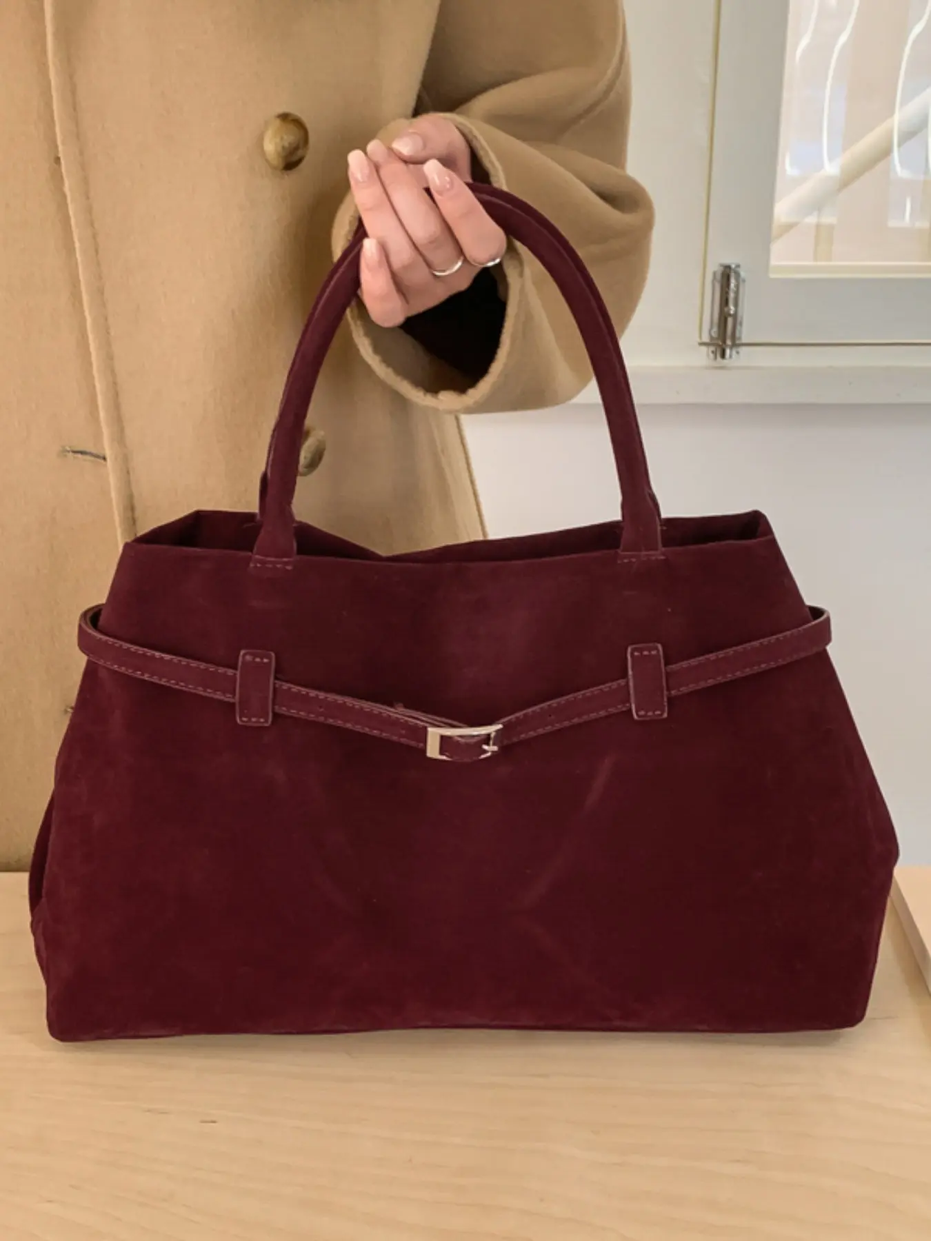 Vintage Casual Large Capacity Handbag, Fall Winter Suede Velvet, New Commuter Versatile Shoulder Bag, Autumn Winter Tote Bag, Handbag Shoulder Purse, Daily Commuter Bag, Casual Fashion Bag, Fall Purses, Casual Everyday Bag