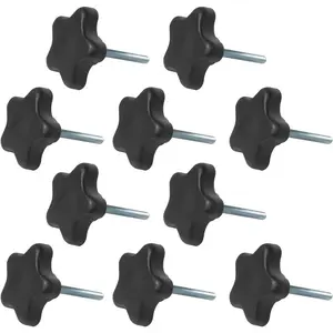 10 Pack 1/4"-20 5 Star Knobs with 2" Threaded Stud, Thumb Screw Knobs with Bolts for Lawn Mower, Umbrella Base, Woodworking Tools & Jigs, Clamps (QNB3010-P2)