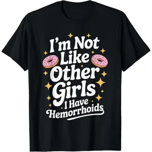 Men's Black Short-Sleeve Round Neck Crewneck Graphic Tee - Embarrassing Hemorrhoids Themed Inappropriate Adult Humor, Basic Casual Cotton Tee, All Seasons Menswear Top