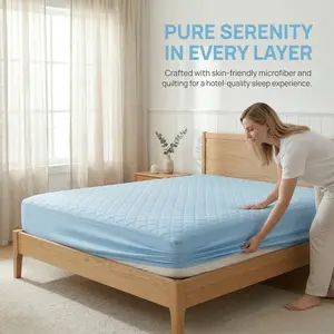 1pc Waterproof Mattress Protector(without pillowcase and pillow) , Non-Slip Mattress Pad Cover, Machine Washable Fits All Mattress Types Easy-Clean Bedroom Decor, Mattress Protector Waterproof, Bedroom Comfort, Plush Textured Cover, Home Bedding Topper