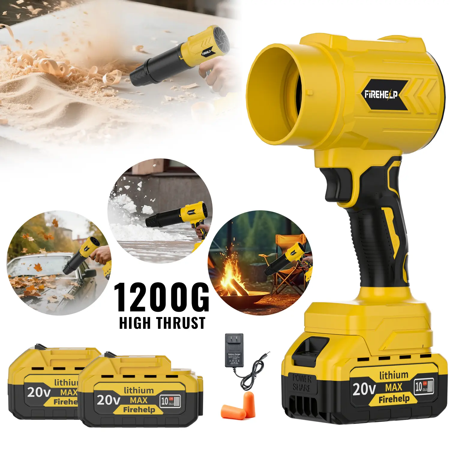 DateSea 1200G [MothersDayGift] Turbo JetBlower,Leaf Blower, Violent Turbo Fan, Pure CopperMotor,Car Drying After Wash, Handheld SnowBlower,Cordless Turbo Power Air Duster, HomeImprove,Garden Mainte Holiday gifts Compressed