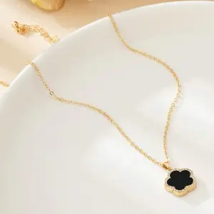 Stainless steel Clover Pendent necklace with gold chain