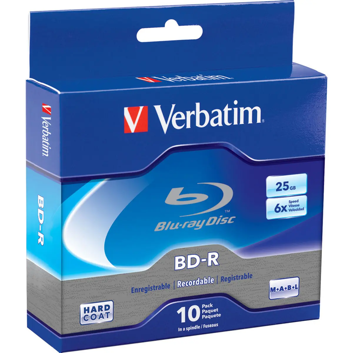 Verbatim Write-Once Blu-ray Discs - 10-Pack Spindle with Spindle Box, Single Layer, 25GB, 6x Speed, Branded for Data Storage