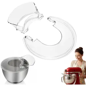 3.5 Quart Splash Guard with Removable Pouring Chute, Pouring Shield compatible with Kitchen Aid Stand Mixer, Clear -Grade Plasti