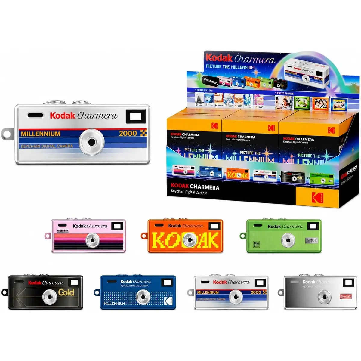 KODAK CHARMERA Millennium Keychain Digital Camera Blind Box Single Box (1PC), Mini Camera, Digicam, Video Recording,Bag Charm, Film Simulation Presets, 1.6 Megapixels, Micro SD Card Slot, for Beginners Teens and Adults