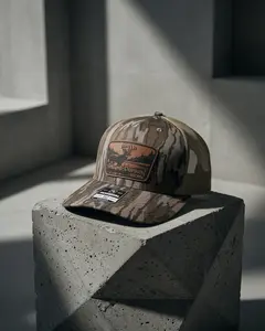 Swamp Donkey Leather Patch Trucker Hat – Camo Hunting Snapback Cap, Breathable Mesh Outdoor Hat