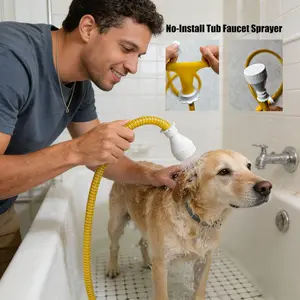 ABOSY No-Install Tub Faucet Sprayer – 5 ft. Shower HoseTub Spout Attachment , Hair Washing, Baby Bath, Pet Care outdoorfun