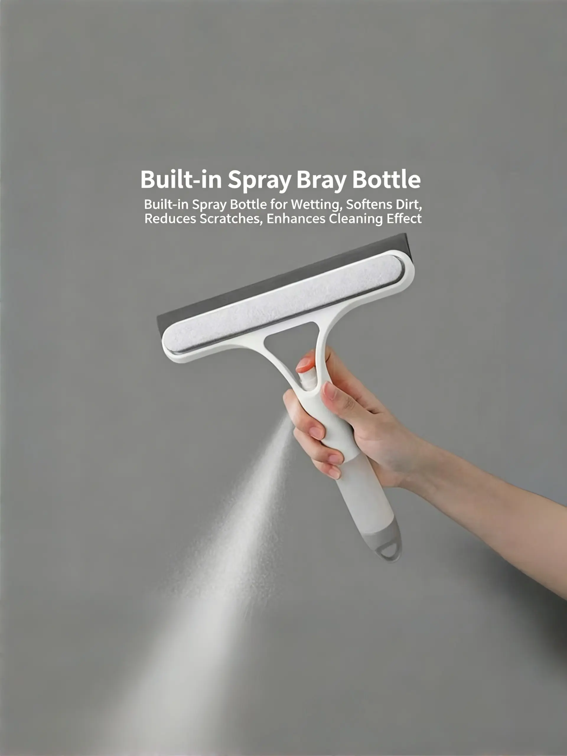 3-in-1 Window Cleaning Scraper Silicone Tool - Multipurpose Squeegee for Home Care, Glass, Kitchen, Built-in Scrubber Sponge, Spray & Wipe Functions, Smooth Blade, Minimal Effort Cleaning - Limited-Time Offer: First 50 Orders Get Free Lint Roller, Mirrors