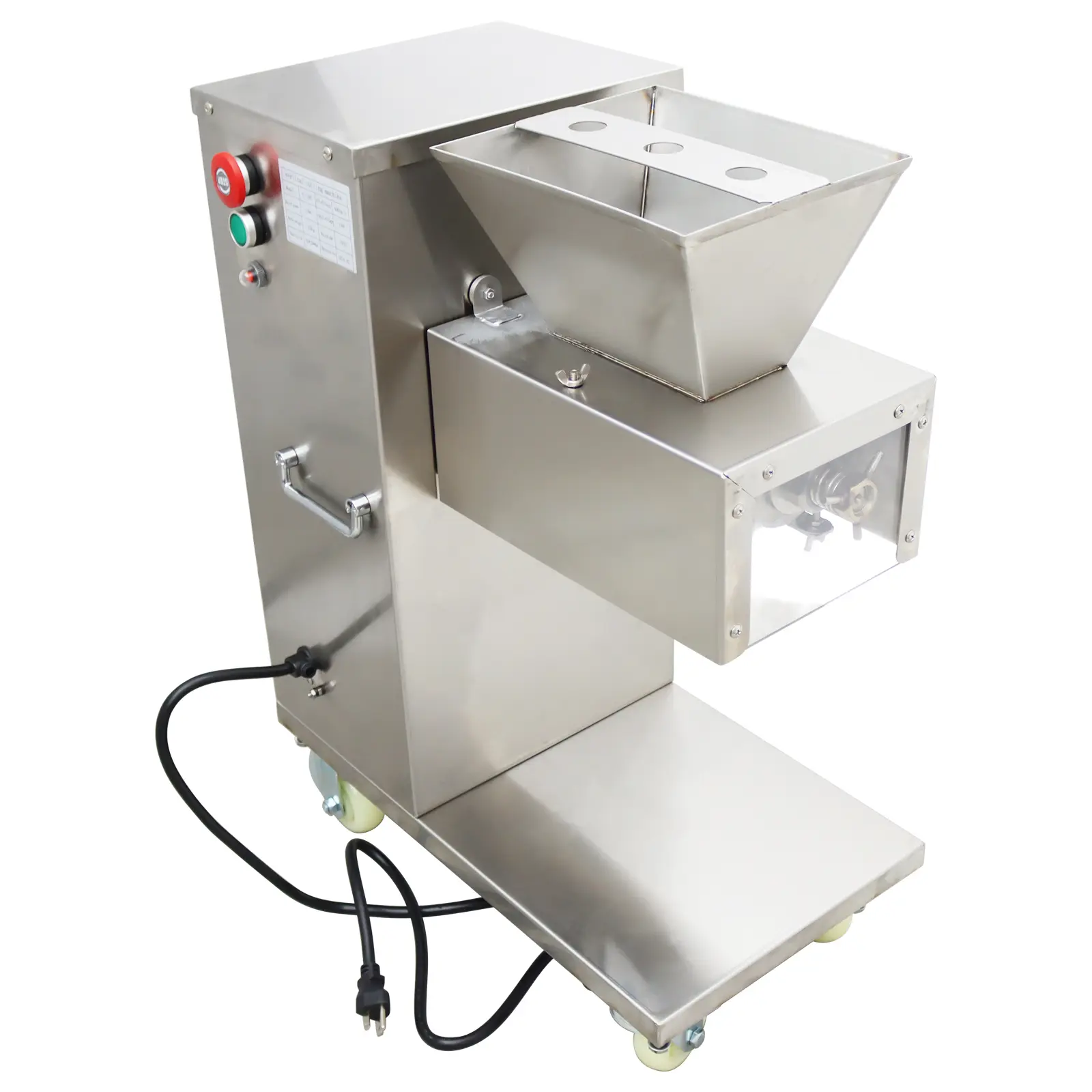 YOKOMA Full Stainless Steel 4mm Meat Cutting Machine Commercial Meat Cutter Meat Slicer for Meat Slice/Shredded 880lbs/h