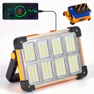 New Rechargeable Solar Work Light Outdoor Portable LED Reflector Spotlight Rechargeable Projector Floodlight Construction Lamp