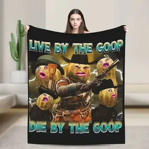 Live By The Goop Die By The Goop Funny Peanut Meme Print Flannel Blanket Cooling Blanket Homegoods Soft Cozy For Bedroom Living Room Sofa Couch For Meme Lovers Teens Adults Perfect Gift
