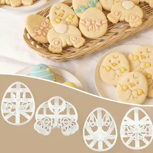 4pcs Easter Cookie Cutter Set with Rabbit and Egg Shapes, Baking Molds for Desserts, Reusable Kitchen Tools for DIY Crafts and Party Gifts, Cookie Cutters Home